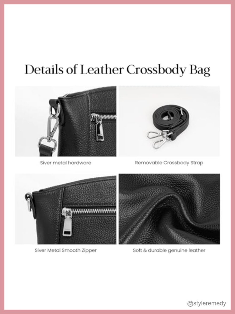 Genuine Leather Anti-Theft Small Crossbody Bag with RFID Blocking - Picture 5 of 6